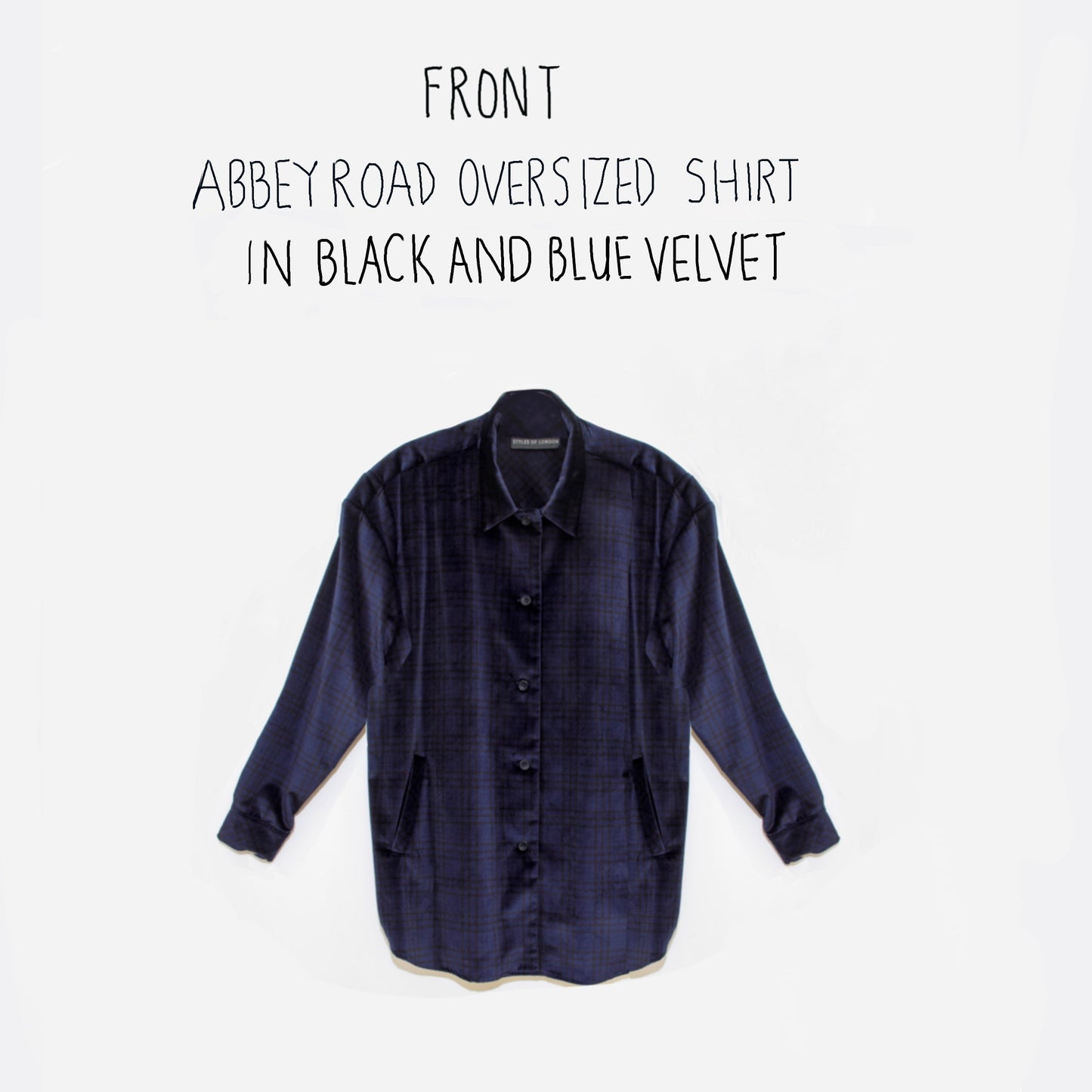 ABBEY ROAD OVERSIZED SHIRT IN BLUE AND BLACK CHECK VELVET