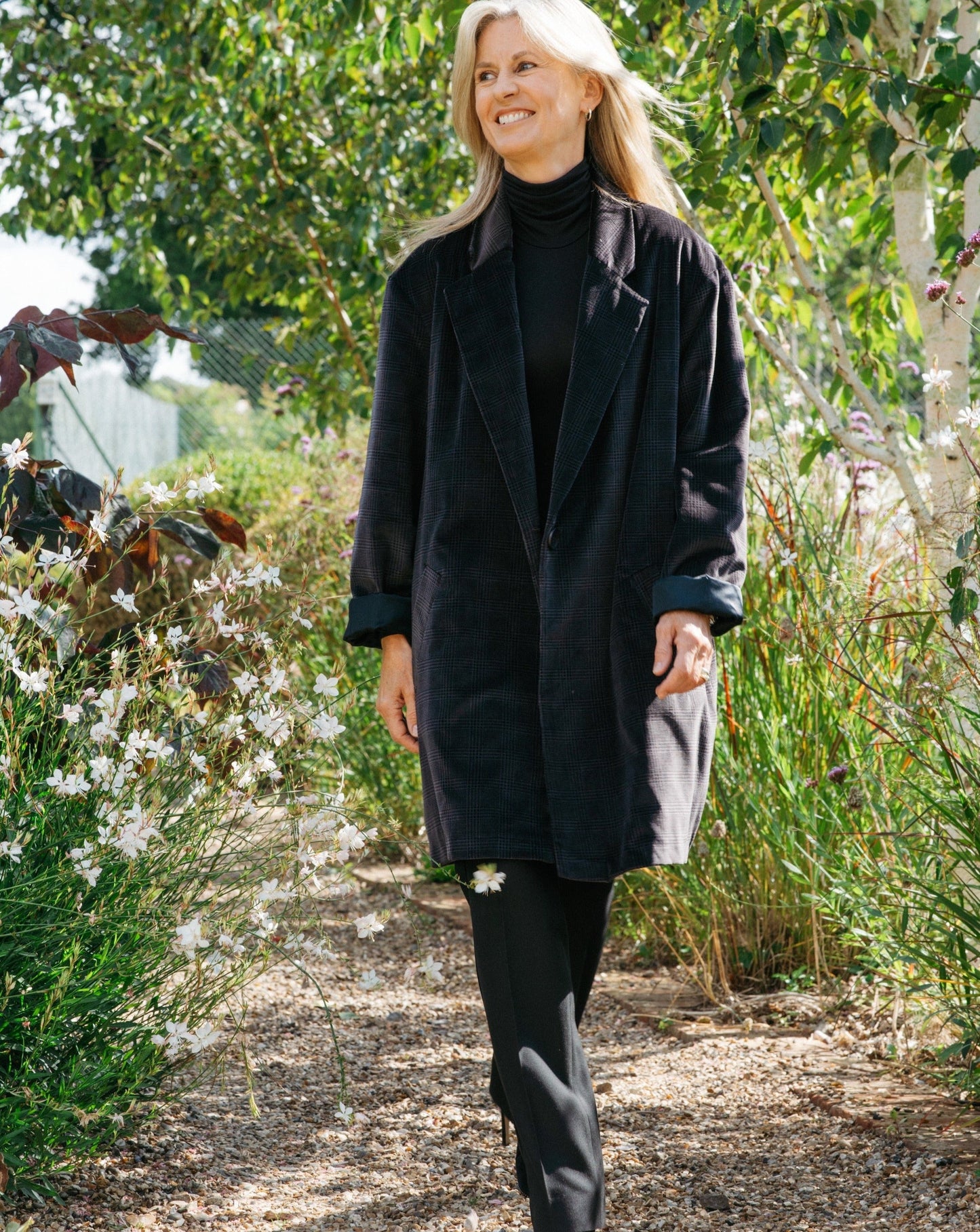 THE BOND STREET OVERSIZED VELVET JACKET IN FALCON CHECK