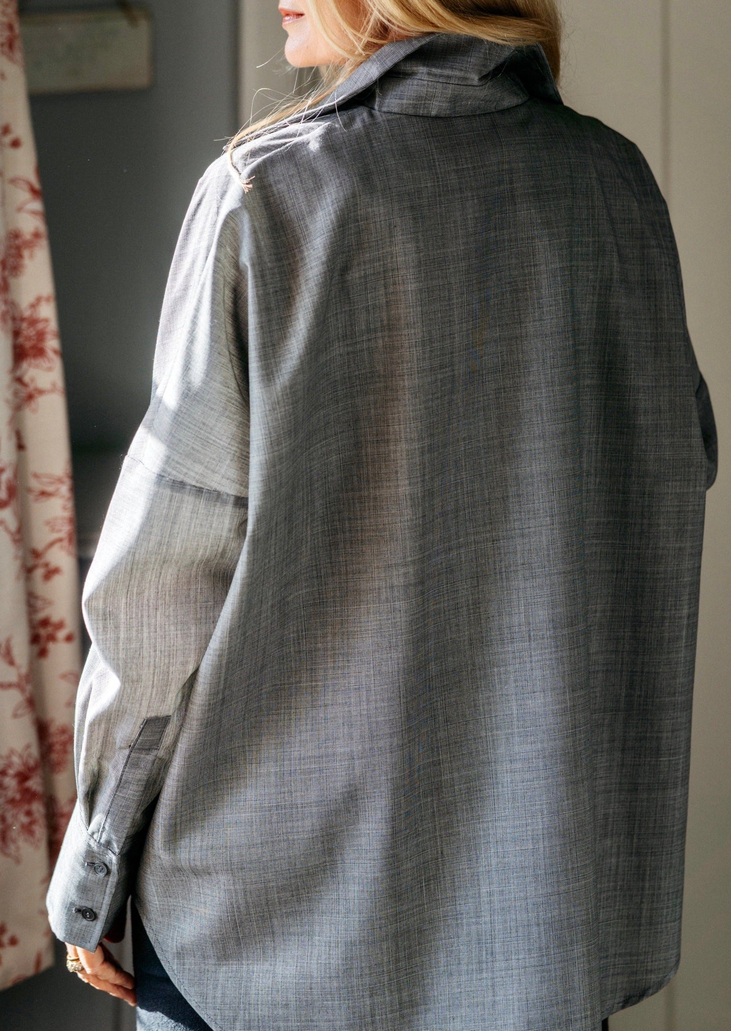 THE CHELSEA OVERSIZED SHIRT IN BLACK AND WHITE MOHAIR