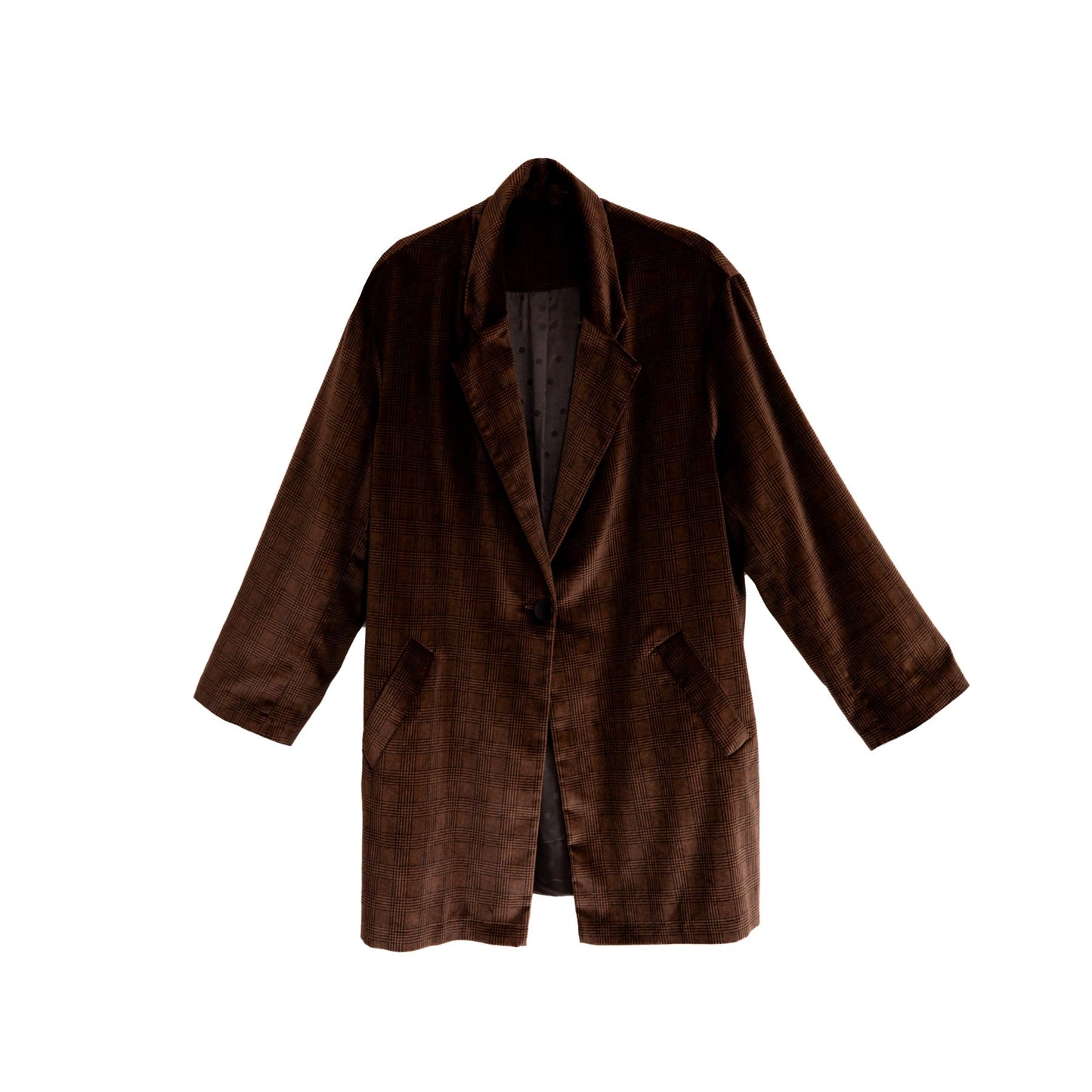 THE BOND STREET OVERSIZED JACKET IN COGNAC VELVET CHECK