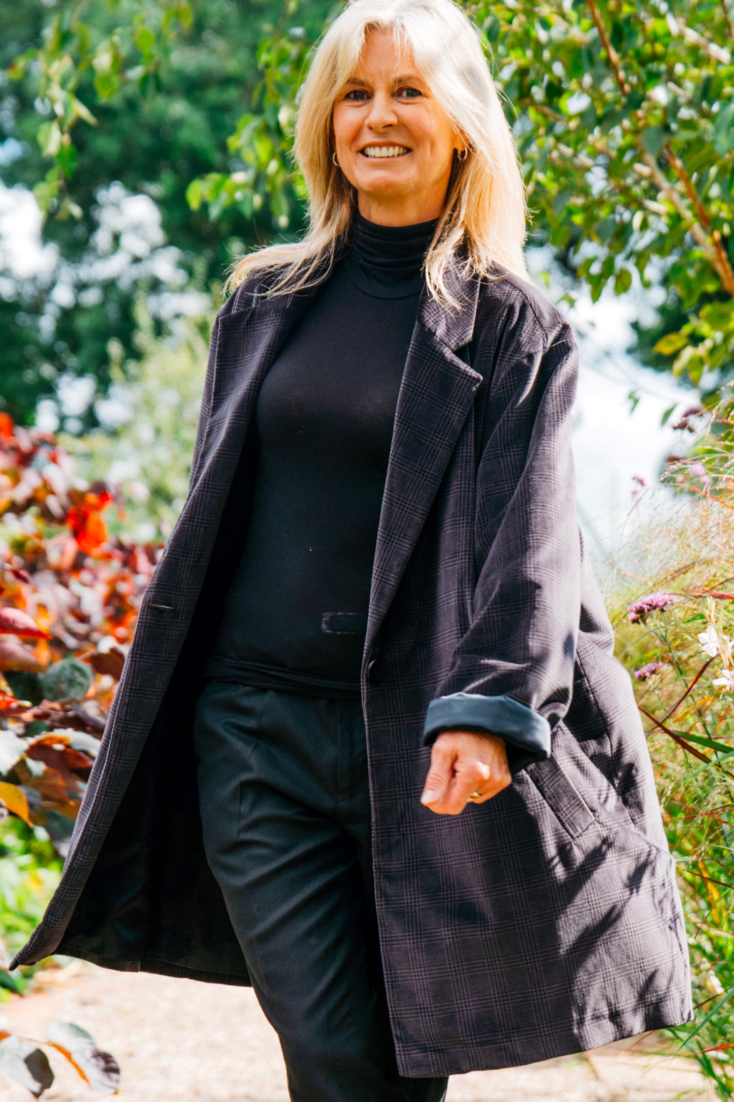 THE BOND STREET OVERSIZED VELVET JACKET IN FALCON CHECK