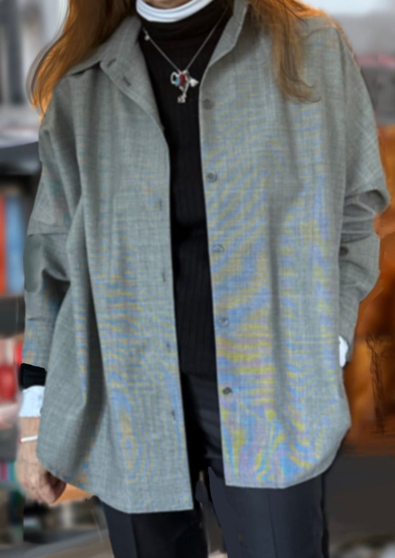 THE CHELSEA OVERSIZED SHIRT IN BLACK AND WHITE MOHAIR