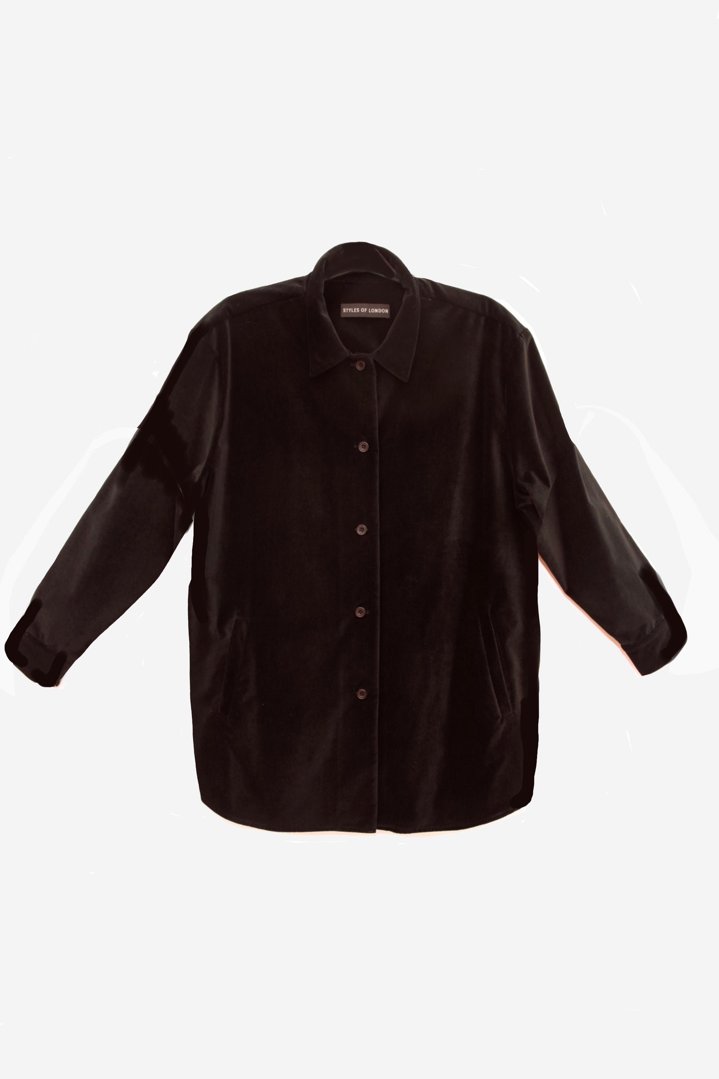 ABBEY ROAD OVERSIZED SHIRT IN BLACK COTTON VELVET