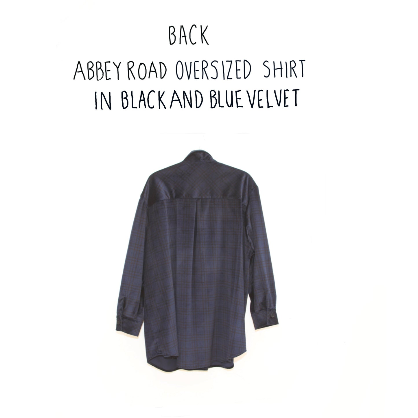 ABBEY ROAD OVERSIZED SHIRT IN BLUE AND BLACK CHECK VELVET