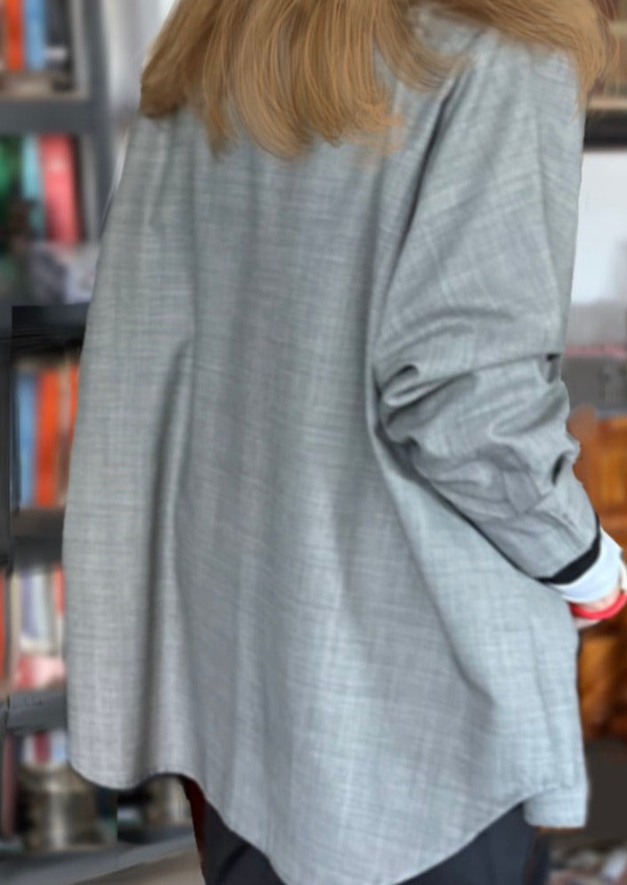 THE CHELSEA OVERSIZED SHIRT IN BLACK AND WHITE MOHAIR