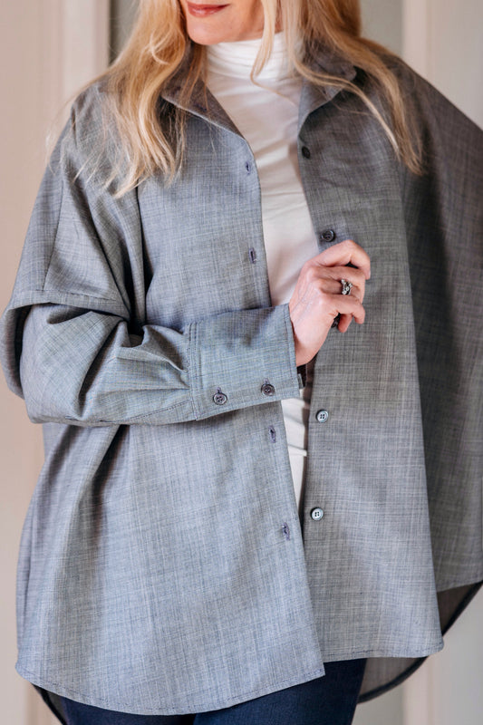 THE CHELSEA OVERSIZED SHIRT IN BLACK AND WHITE MOHAIR